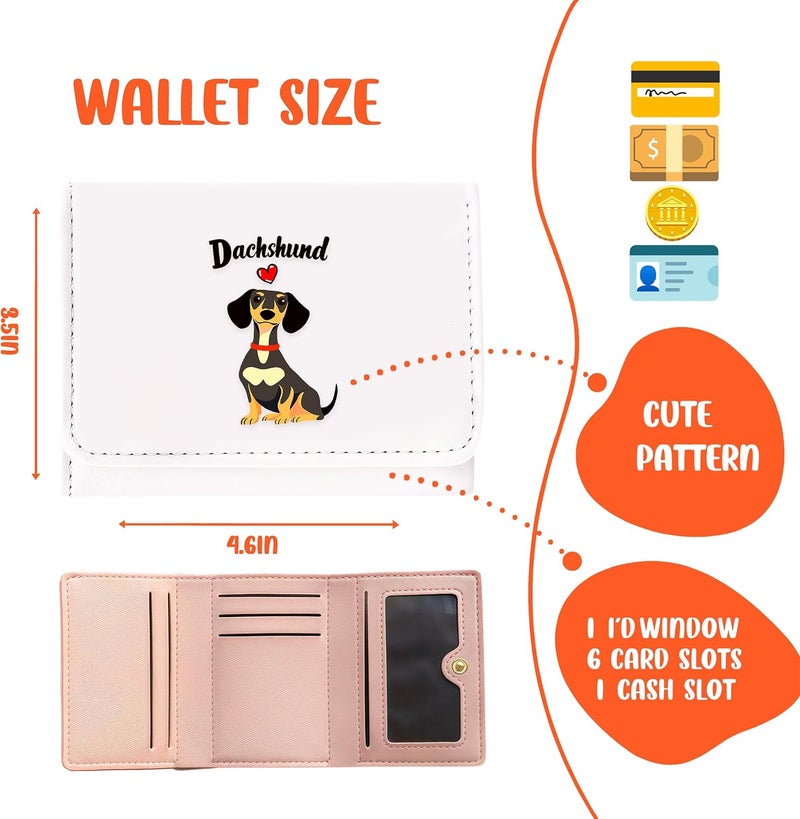 BJDAMAI Dachshund Wallet For Teens Kids Girls Age 6,7,8,9,10,11,12, Small Slim Thin Mini Compact Women Wallet, Animal Lovers Gifts Stuff, Cash Card Coin Pocket Window For Female! - Image 2